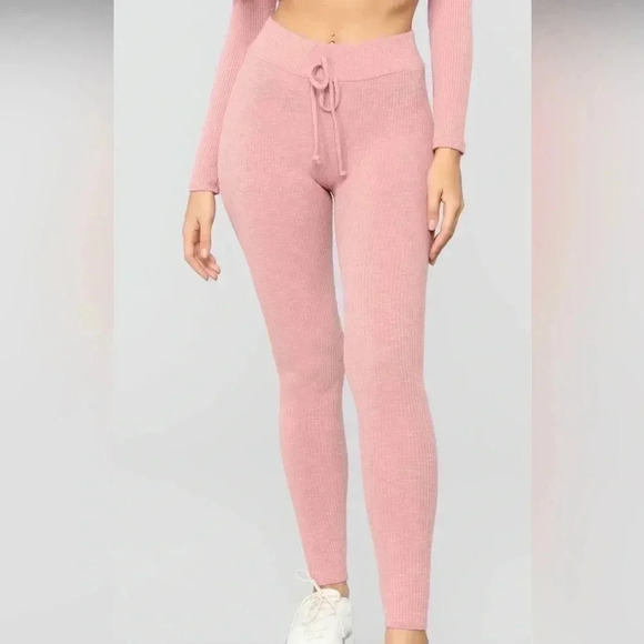 Fashion nova pink ribbed leggings size S women’s bottoms sleep high waist - Picture 1 of 5